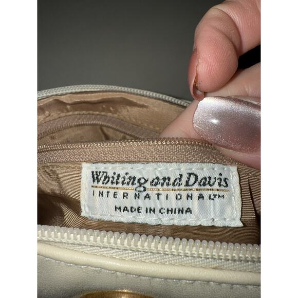 Vintage WHITING & DAVIS METAL MESH BAG Cream White SHOULDER STRAP - Picture 8 of 10